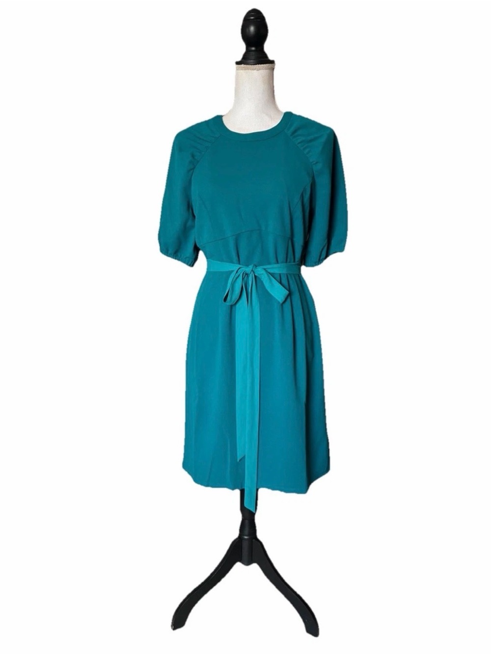 Donna Morgan Teal Belted Midi Dress